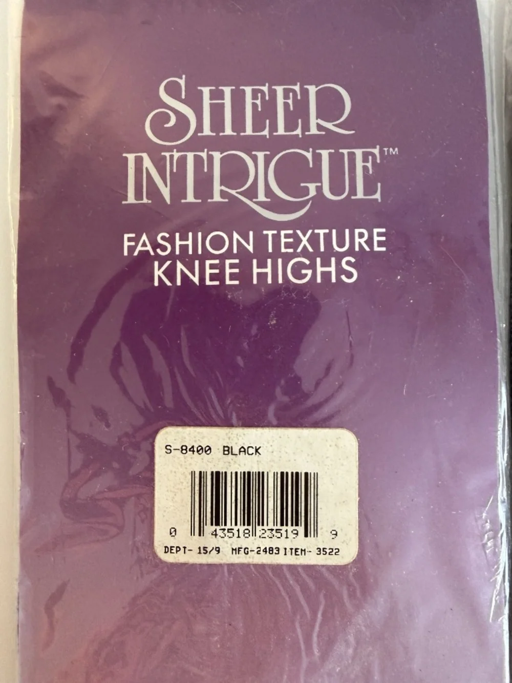 Lot of 4 Sheer Intrigue Fashion Texture Knee Highs Black Sheer Fishnet Patten